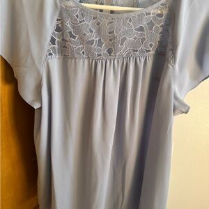 NWT! Maeve from Anthropologie. Elegant Light Blue Top with Lace Detail